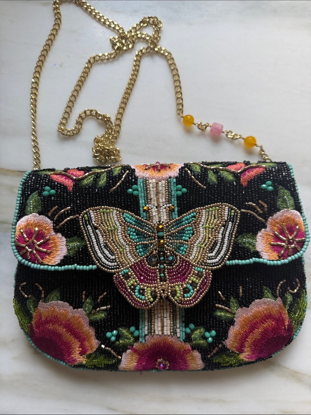Mary Frances, Dream Chaser, Black Beaded Butterfly Crossbody, NWT - Picture 1 of 11